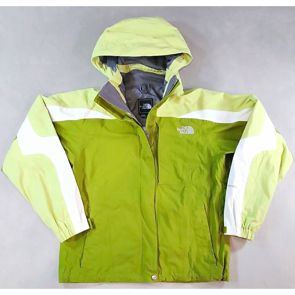 The North Face HyVent Waterproof Ski Jacket Women’s Size Small Green White Hood